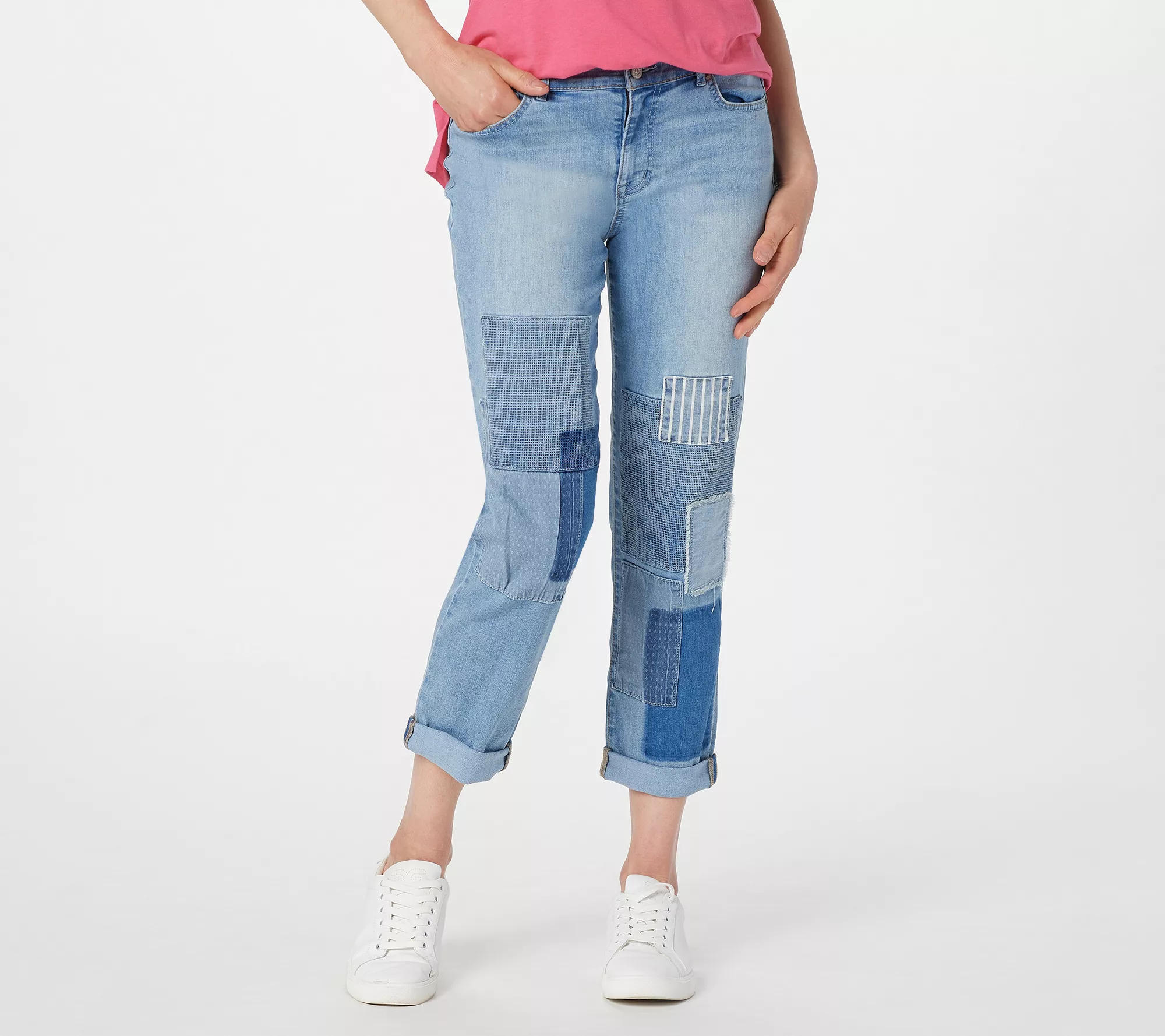 "As Is" LOGO Lavish by Lori Goldstein Reg. Indigo Slim-Leg Boyfriend Jeans