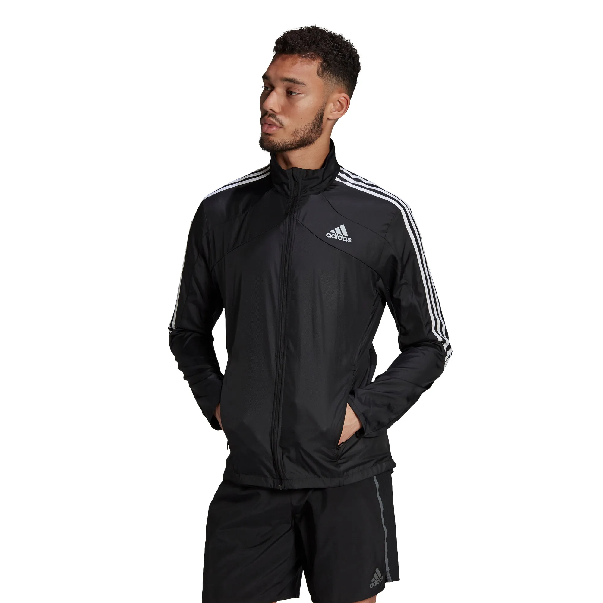 Adidas Men's Adidas Marathon Jacket 3 Stripe Black/White | Buy Adidas Men's Adidas Marathon Jacket 3 Stripe Black/Whit