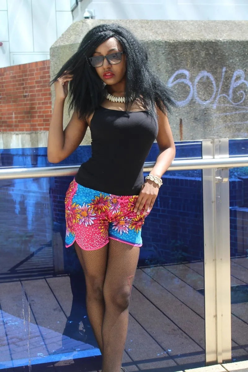 African Print Shorts in Pink Ankara Print - Festival Shorts