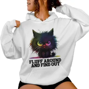 Angry Black Tie Dye Cat Fluff Around And Find Out Women Women Hoodie