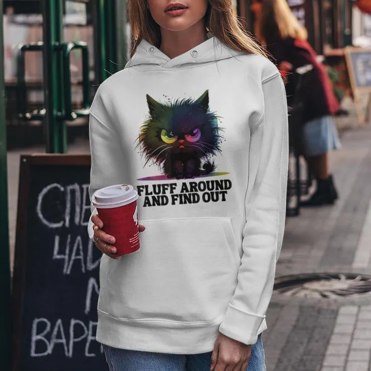 Angry Black Tie Dye Cat Fluff Around And Find Out Women Women Hoodie