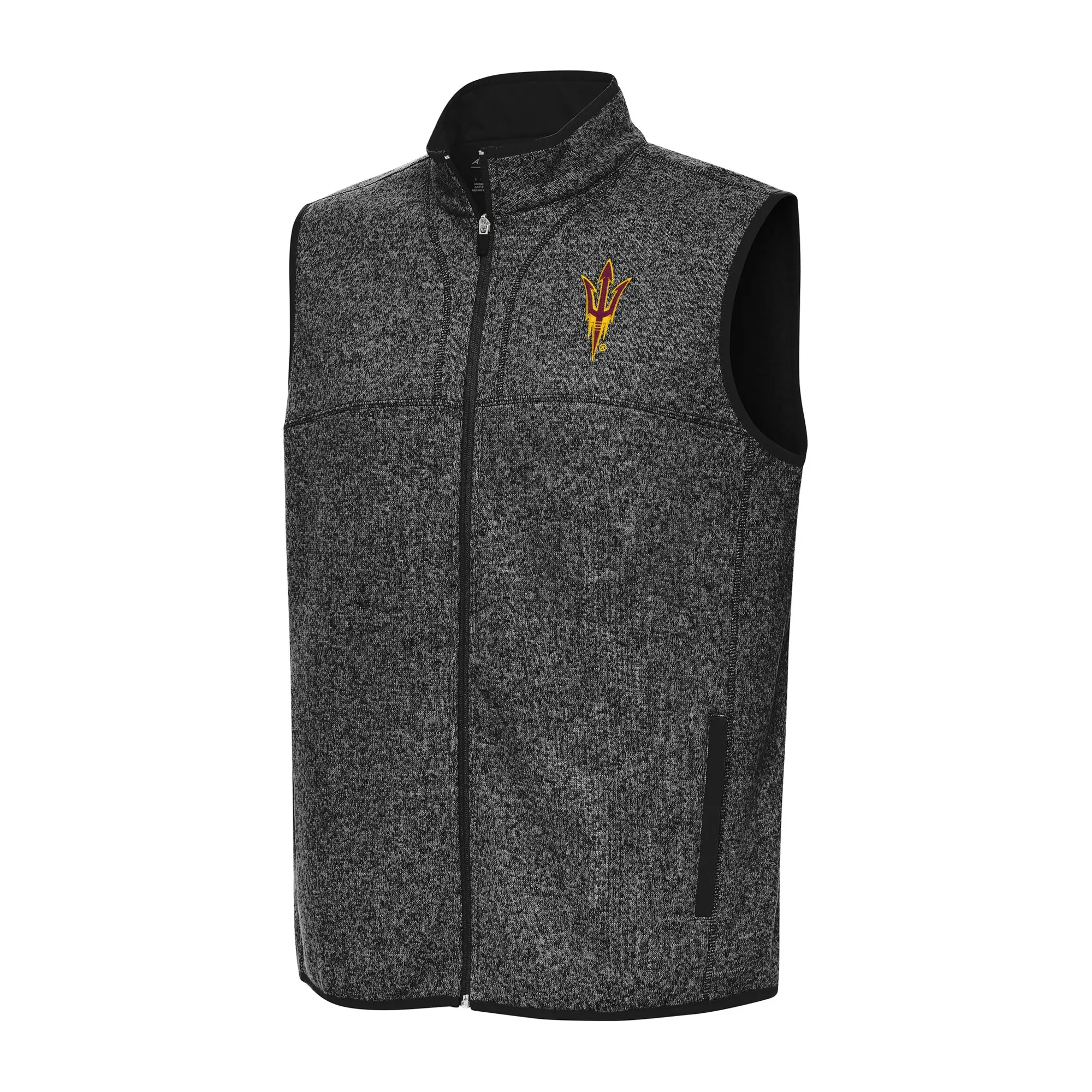 Antigua Arizona State Sun Devils Heather Black Fortune Full-Zip Vest