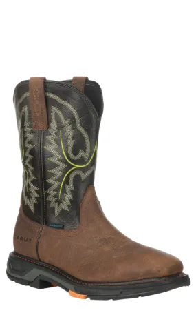 Ariat Men's WorkHog XT Tumbled Bard Brown and Dark Forest Waterproof Wide Square Carbon Toe Work Boot