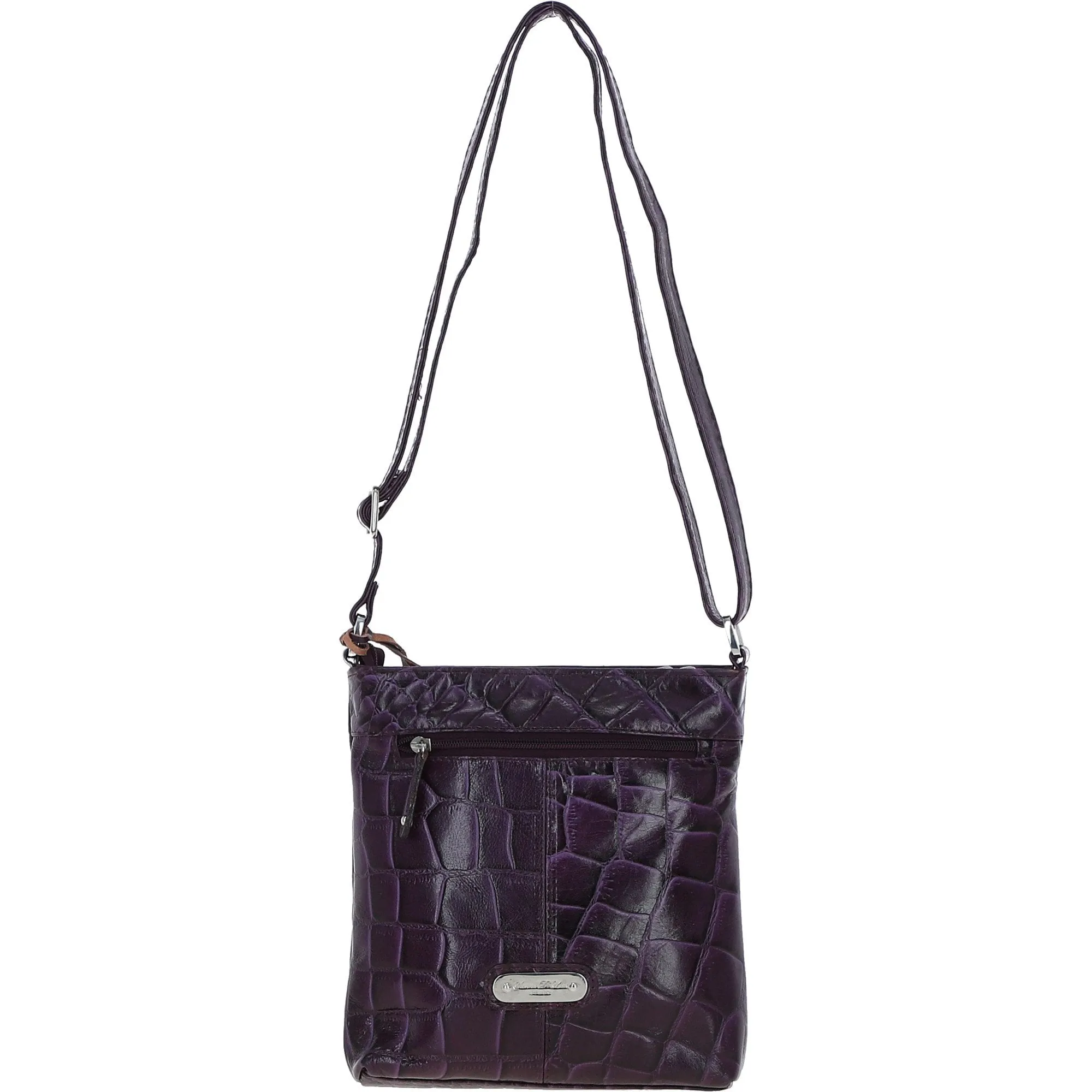 Ashwood Leather Croc-embossed Crossbody Bag for Woman Purple: 09-192