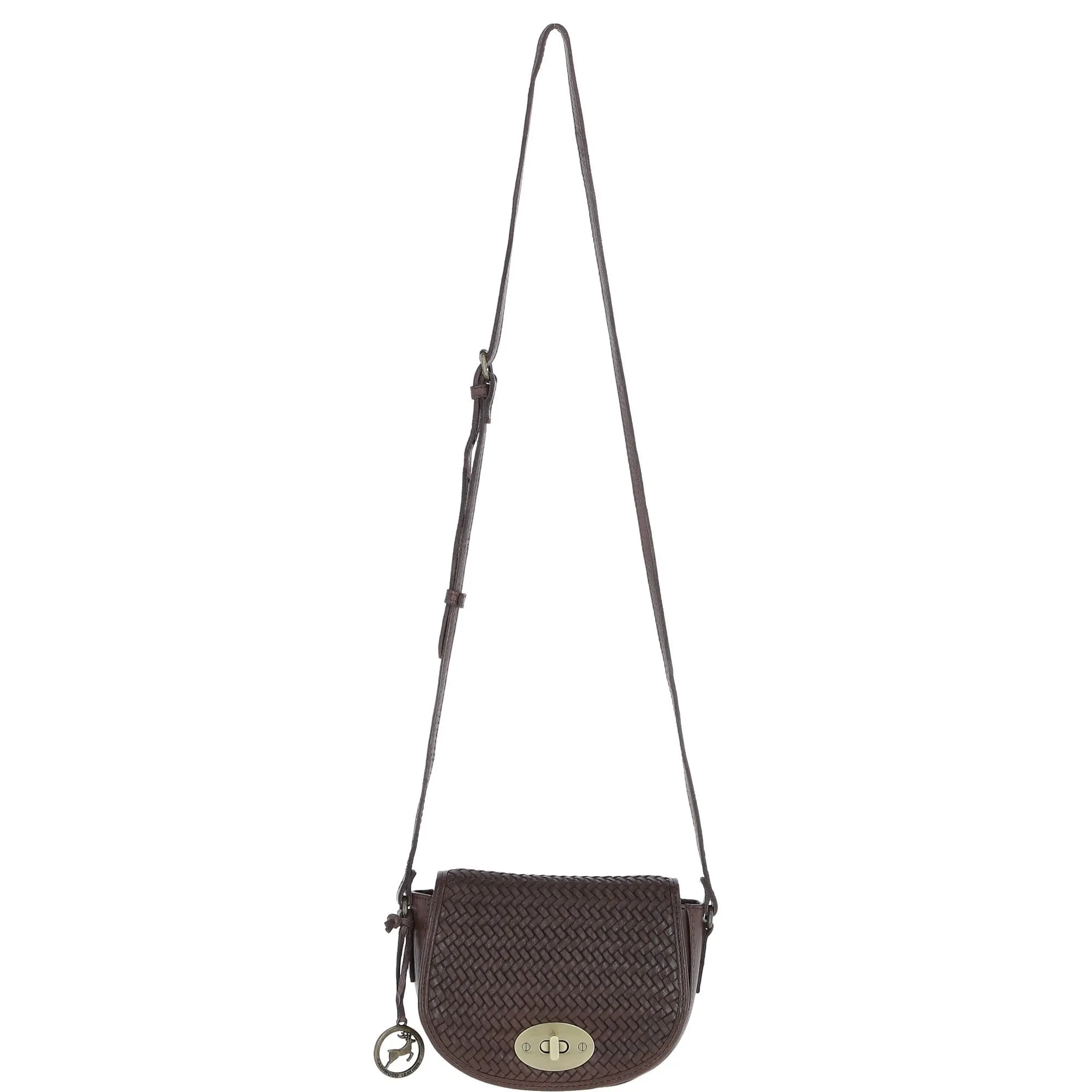 Ashwood Leather Crossbody Bag with Woven Details Brown: GV-63753