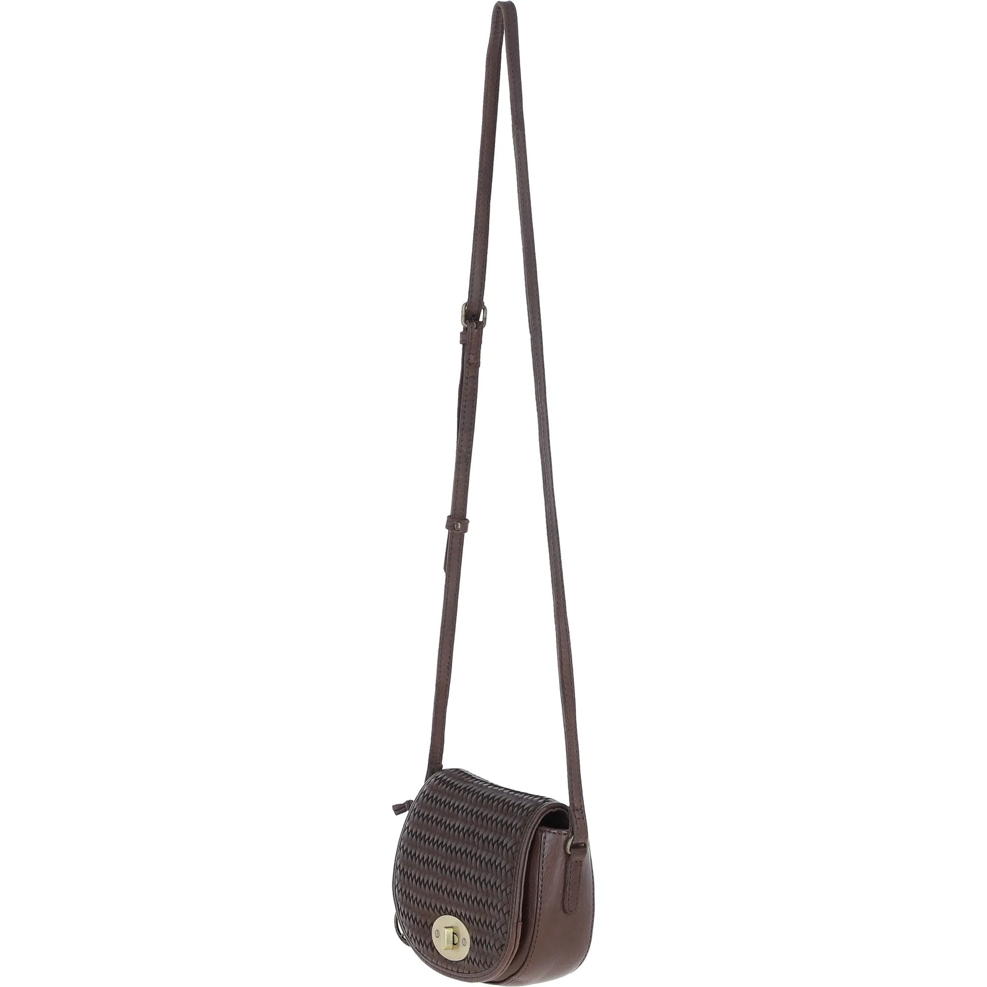 Ashwood Leather Crossbody Bag with Woven Details Brown: GV-63753