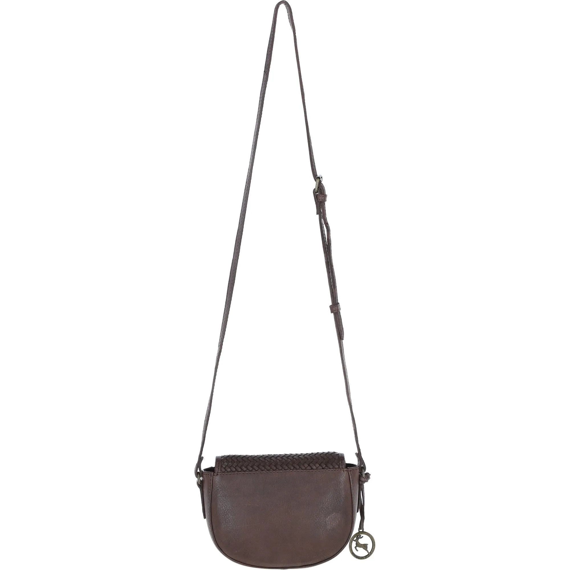 Ashwood Leather Crossbody Bag with Woven Details Brown: GV-63753