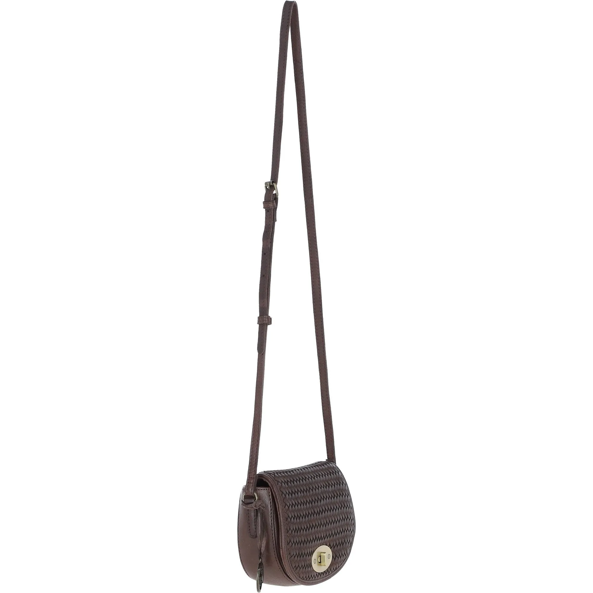 Ashwood Leather Crossbody Bag with Woven Details Brown: GV-63753