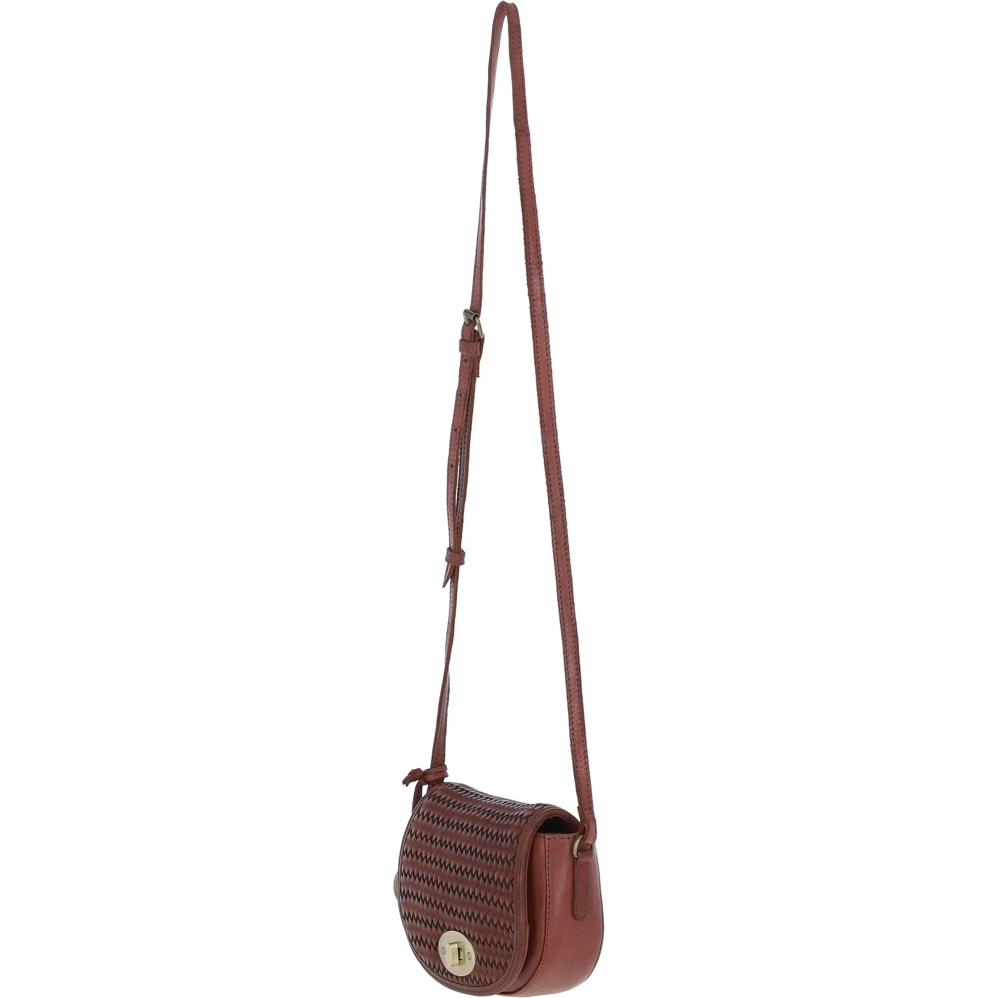 Ashwood Leather Crossbody Bag with Woven Details Tan: GV-63753