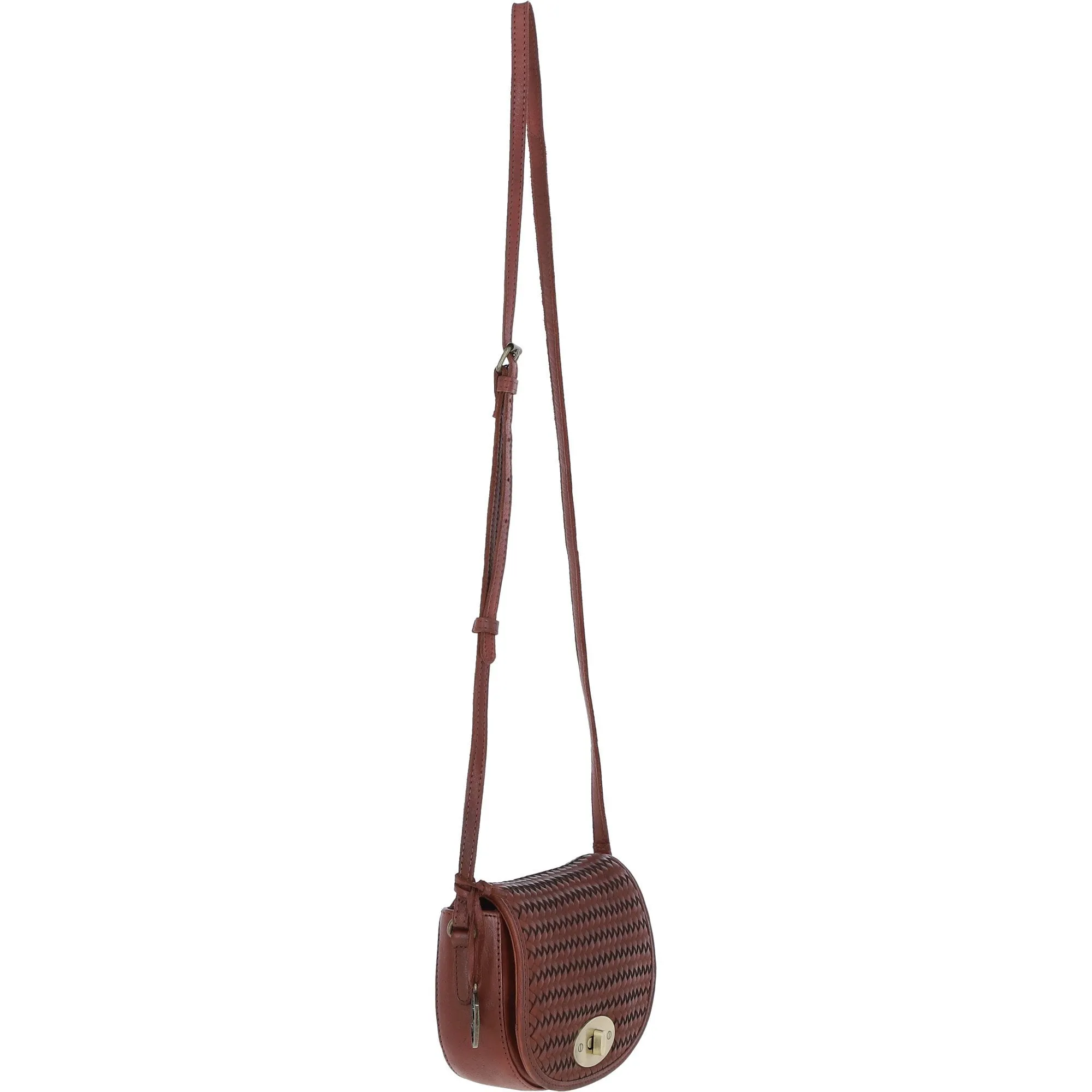 Ashwood Leather Crossbody Bag with Woven Details Tan: GV-63753