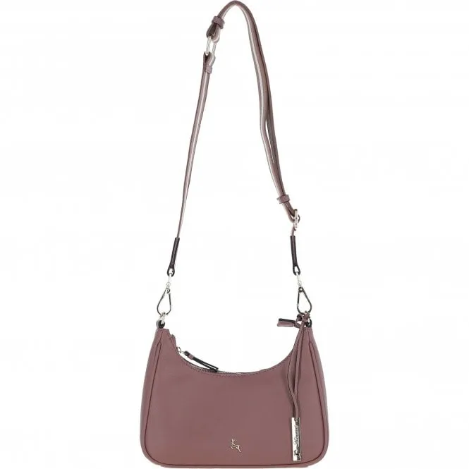 Ashwood Real Leather Crossbody Bag with Webbing Strap Rose: 64296