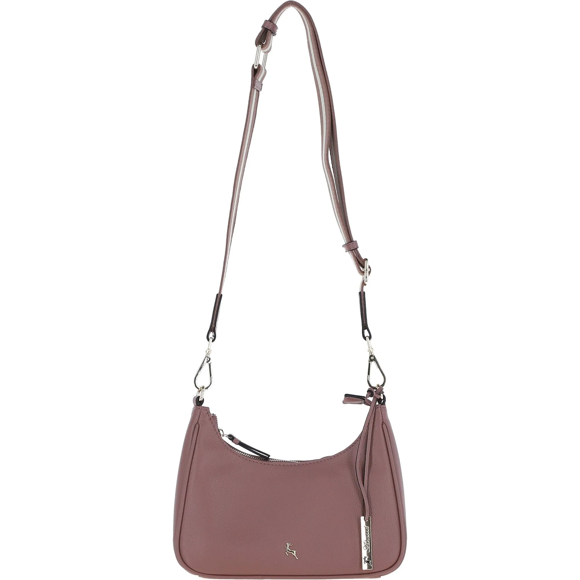 Ashwood Real Leather Crossbody Bag with Webbing Strap Rose: 64296