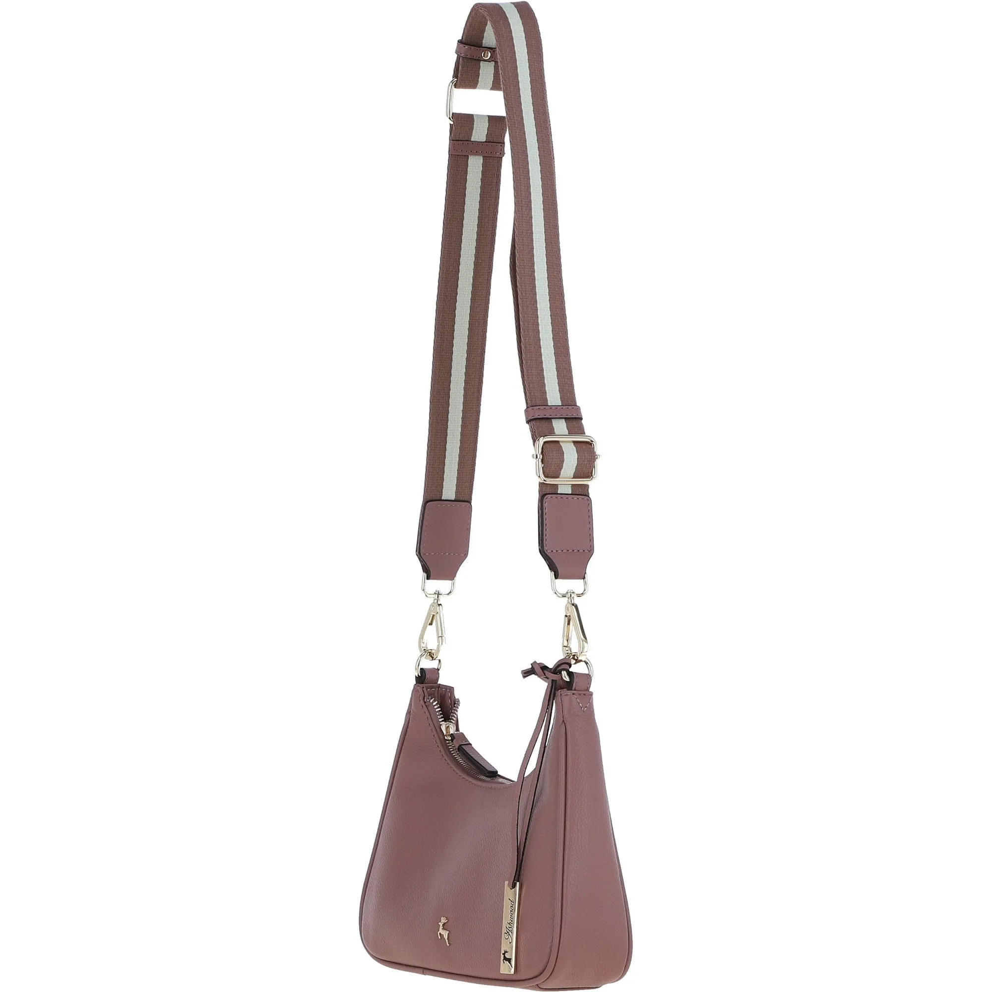 Ashwood Real Leather Crossbody Bag with Webbing Strap Rose: 64296