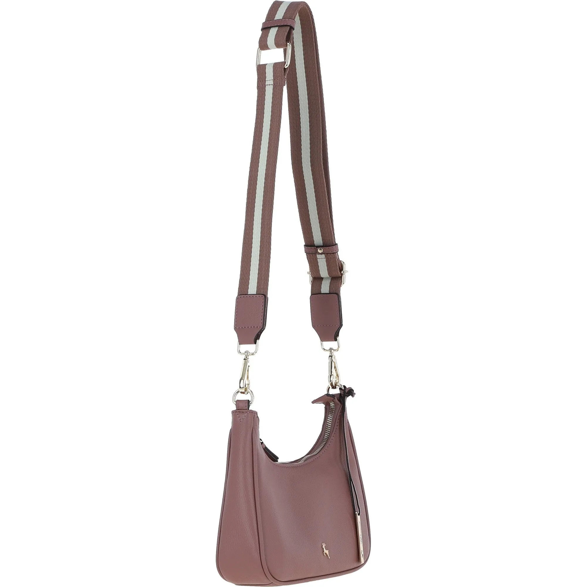 Ashwood Real Leather Crossbody Bag with Webbing Strap Rose: 64296