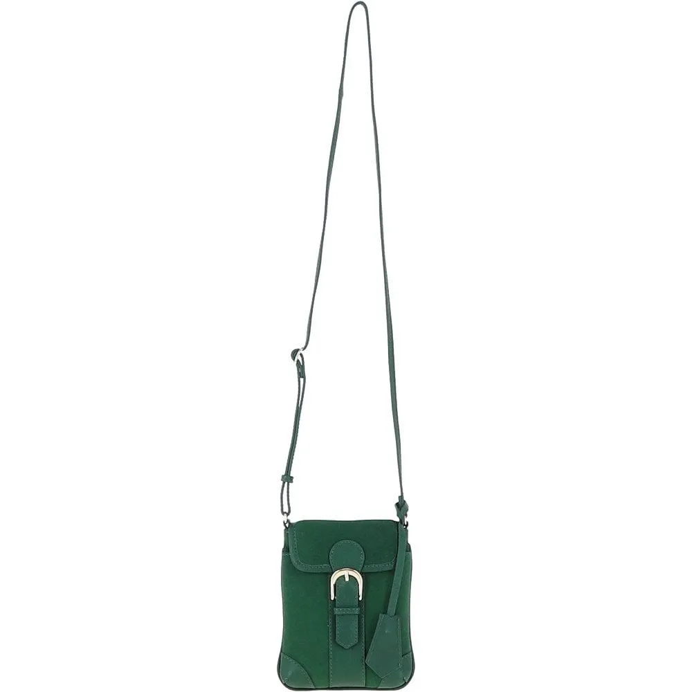 Ashwood Suede & Leather Small Crossbody Bag Green: S-11