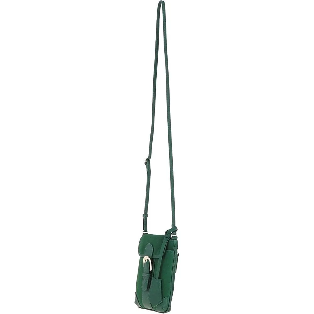 Ashwood Suede & Leather Small Crossbody Bag Green: S-11