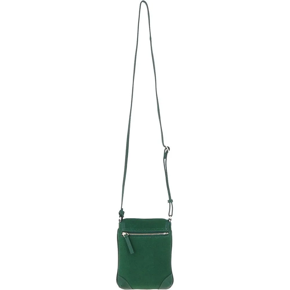 Ashwood Suede & Leather Small Crossbody Bag Green: S-11