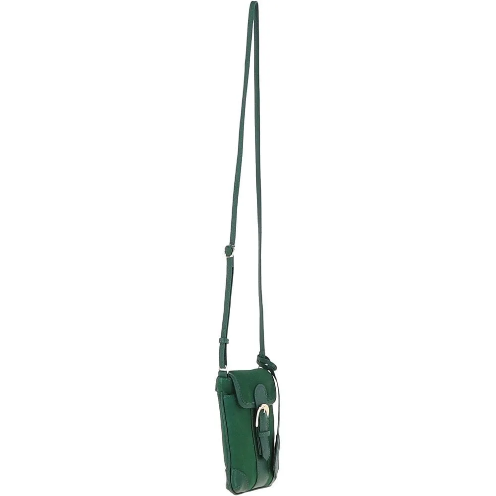 Ashwood Suede & Leather Small Crossbody Bag Green: S-11