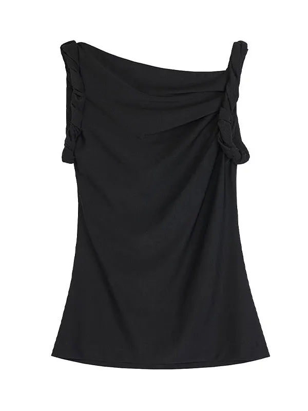 Asymmetry Neck Sleeveless Top