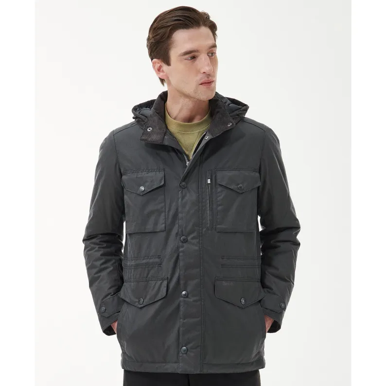 Barbour Winter Sapper Wax Jacket Grey Classic Black Slate MWX2203GY54