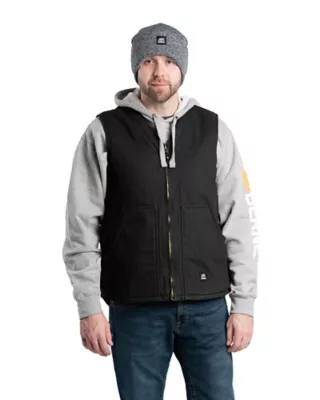 Berne Men's Sherpa-Lined Washed Duck V-Neck Vest