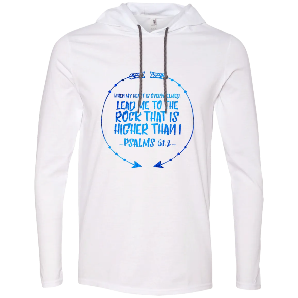 Bible Verse Men Long Sleeve T-Shirt Hoodie - Lead Me To The Rock That Is Higher Than I ~Psalm 61:2~ Design 8