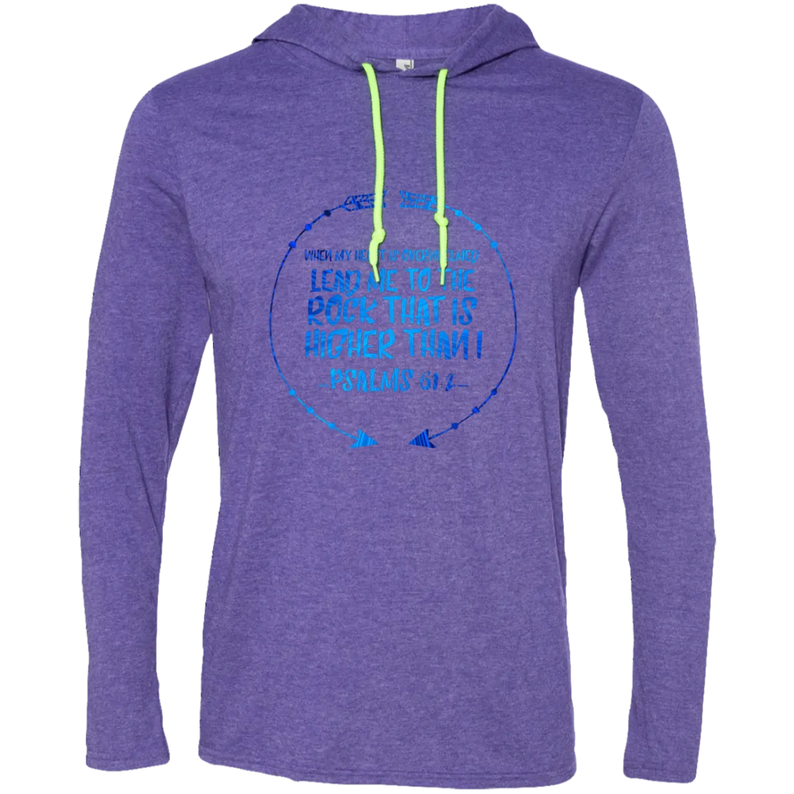 Bible Verse Men Long Sleeve T-Shirt Hoodie - Lead Me To The Rock That Is Higher Than I ~Psalm 61:2~ Design 8