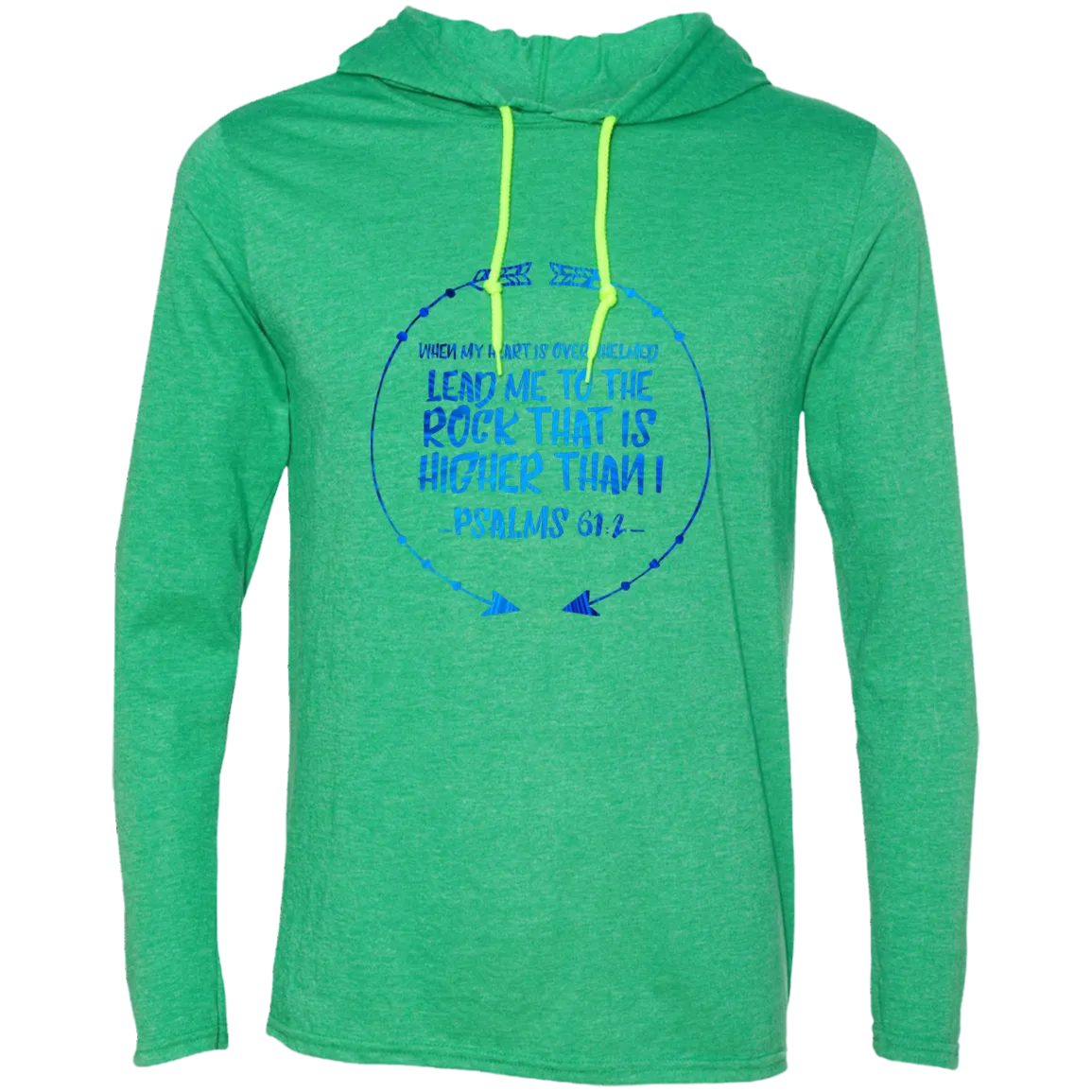 Bible Verse Men Long Sleeve T-Shirt Hoodie - Lead Me To The Rock That Is Higher Than I ~Psalm 61:2~ Design 8