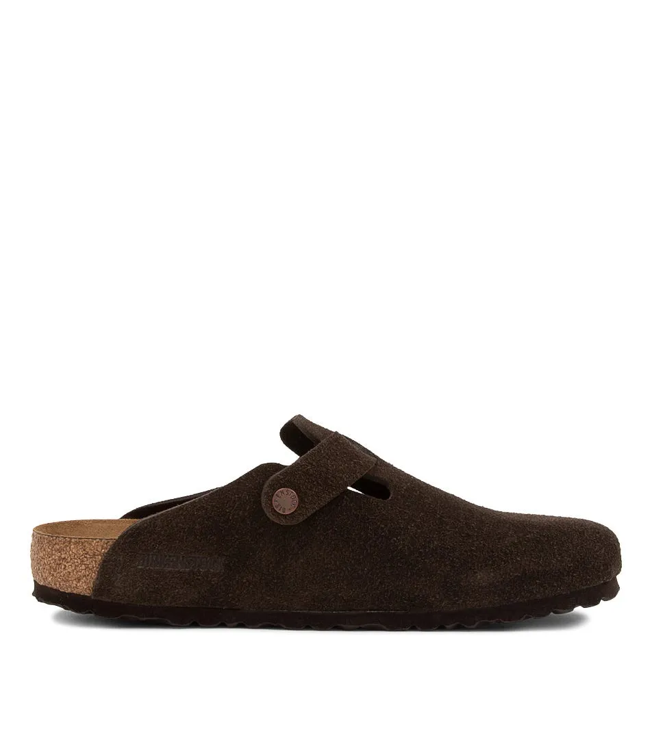 BIRKENSTOCK Boston Sfb Men's Mocca Suede Mules