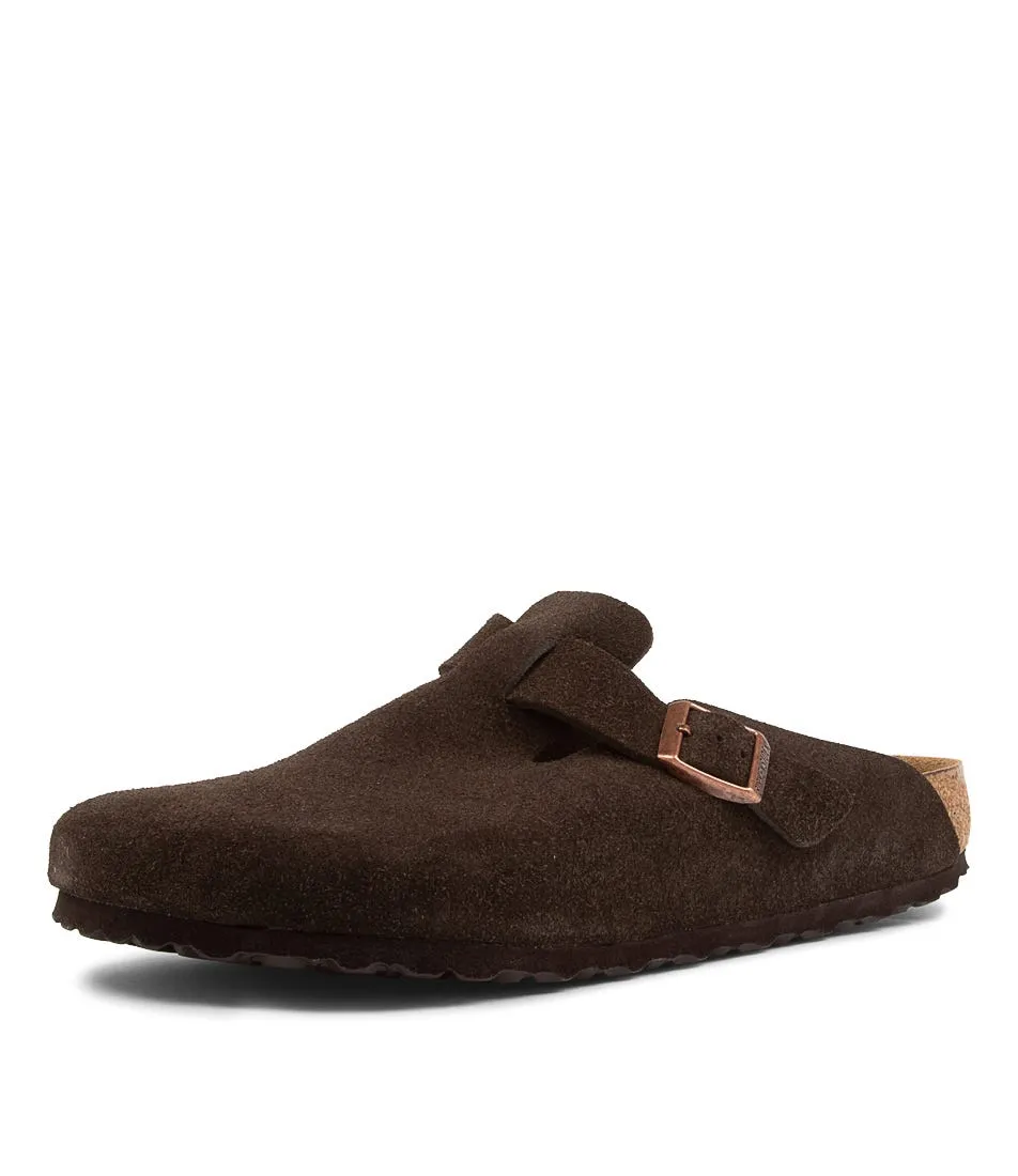 BIRKENSTOCK Boston Sfb Men's Mocca Suede Mules