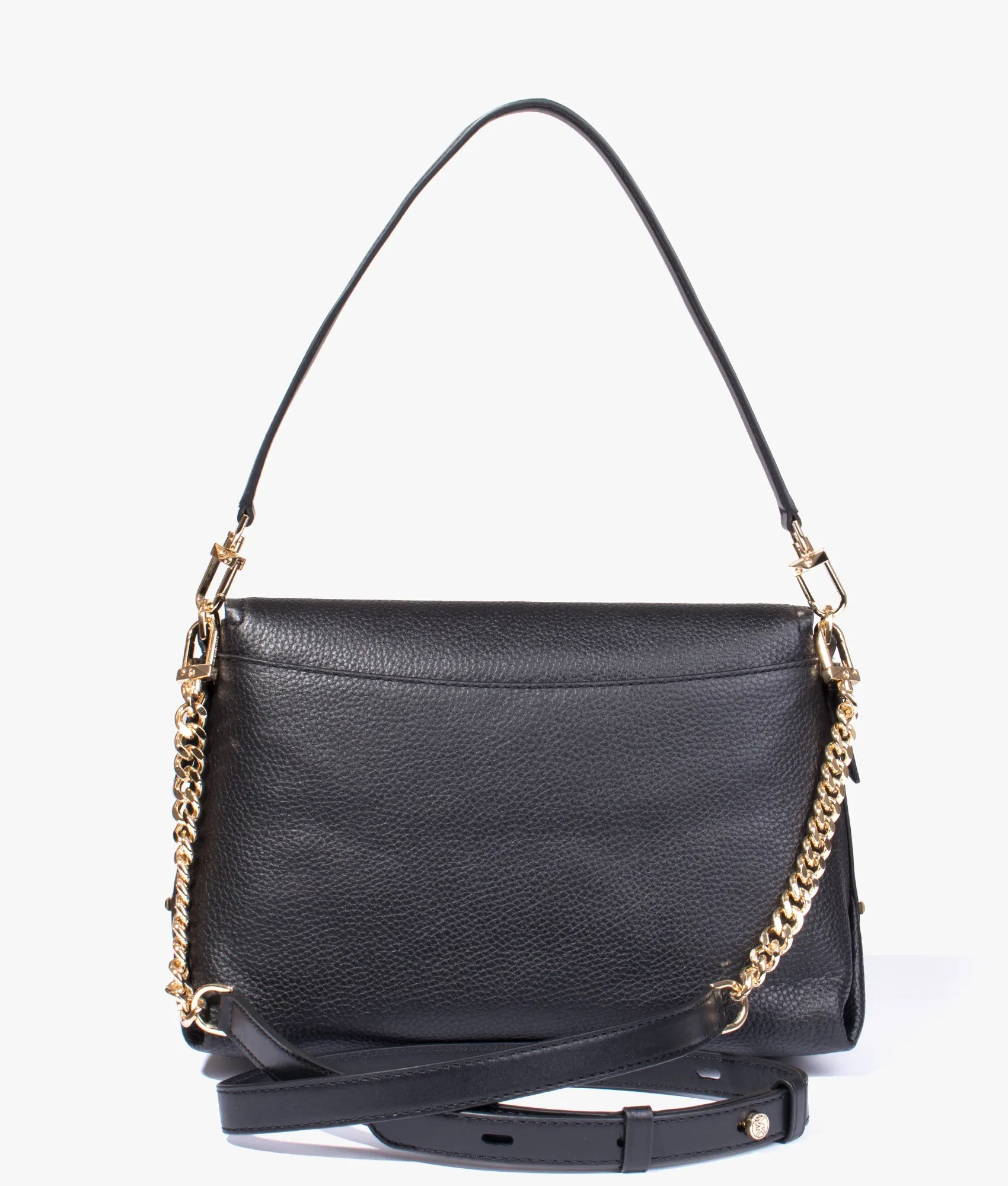 Brooklyn flap front shoulder bag in black