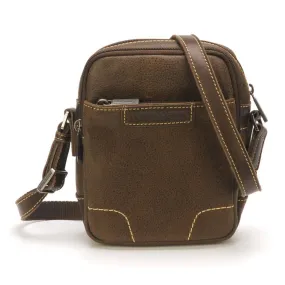 Brown leather men's crossbody bag 2158-07