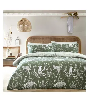 Buckthorn reversible woodland duvet cover set evergreen Furn