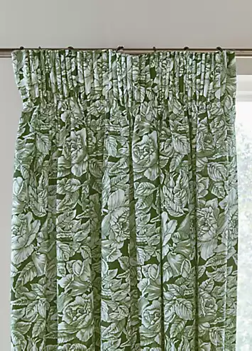 Burleigh X Bedeck Of Belfast Hibiscus Pair of Lined Blackout Pencil Pleat Curtains | Kaleidoscope