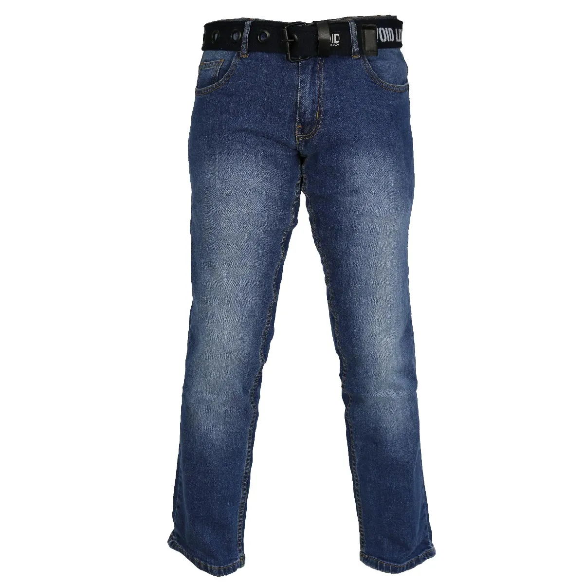 Buy Mens Super Stretch Straight Leg Cotton Jeans with Belt Zip Fly 28-44 VOID LDN - Fast UK Delivery | Insight Clothing