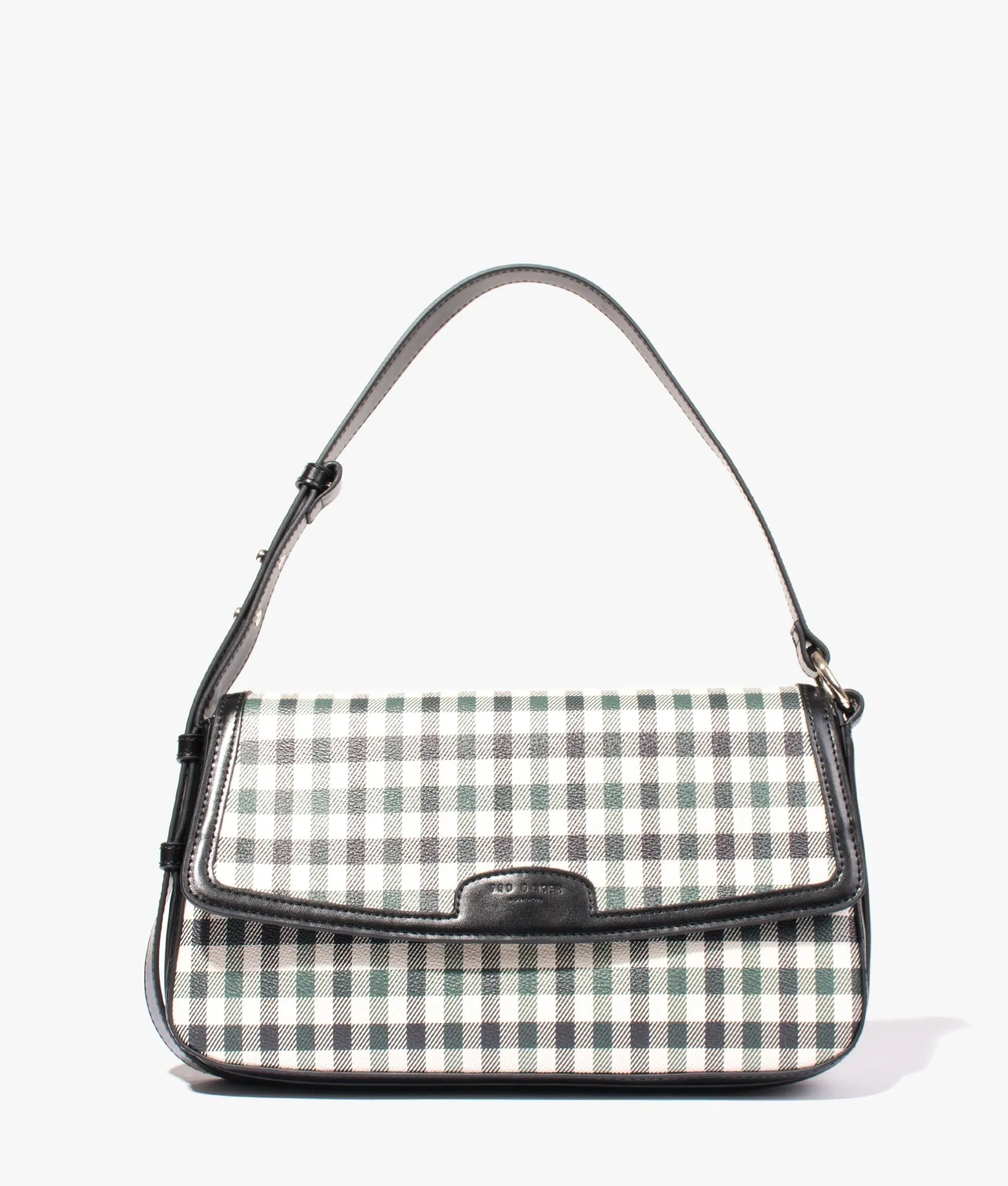 Checksa check baguette shoulder bag in dark blue