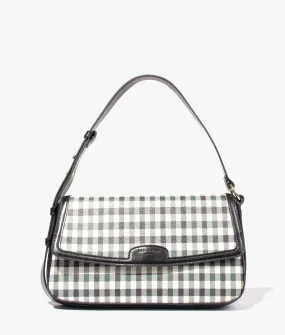 Checksa check baguette shoulder bag in dark blue