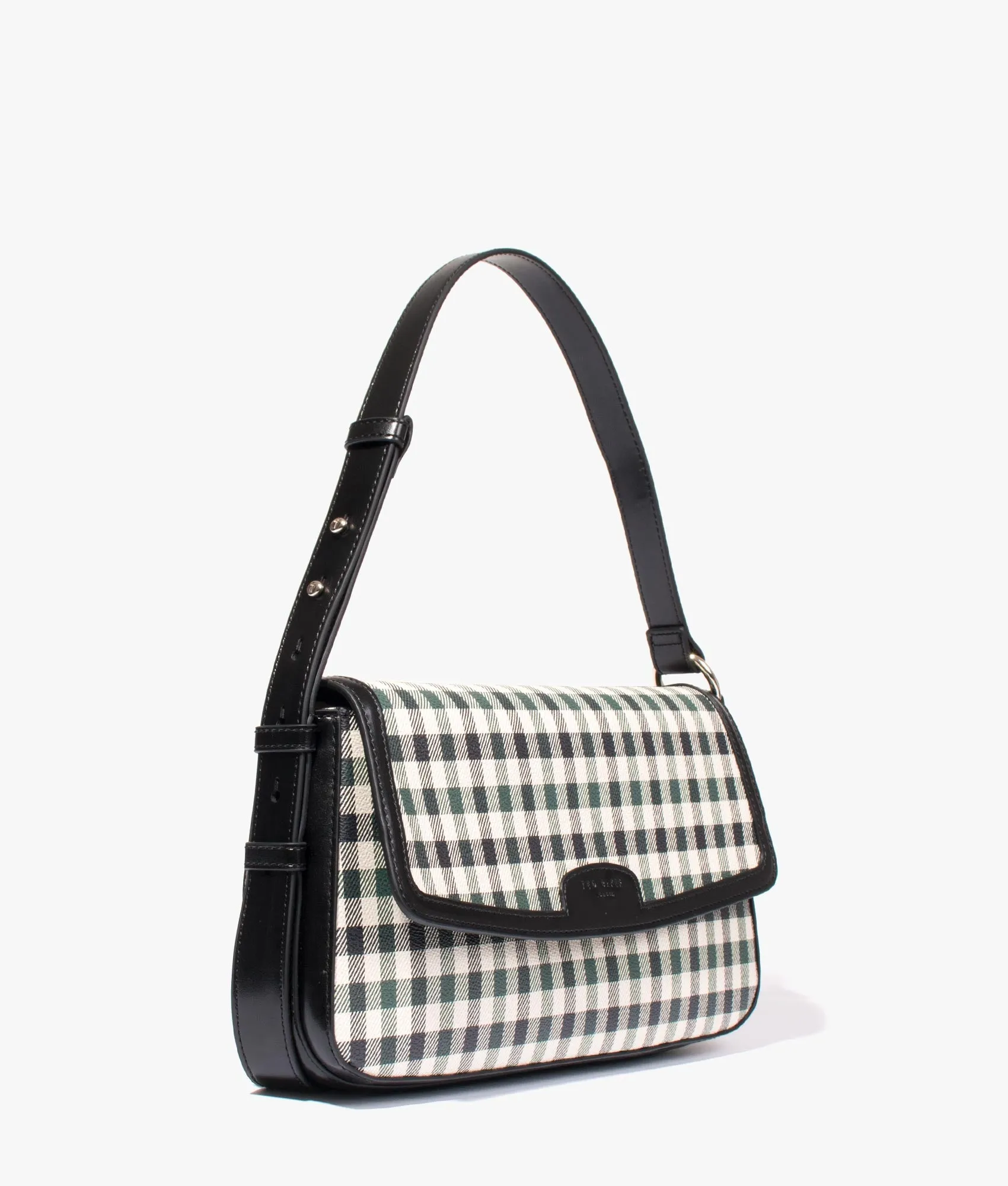 Checksa check baguette shoulder bag in dark blue