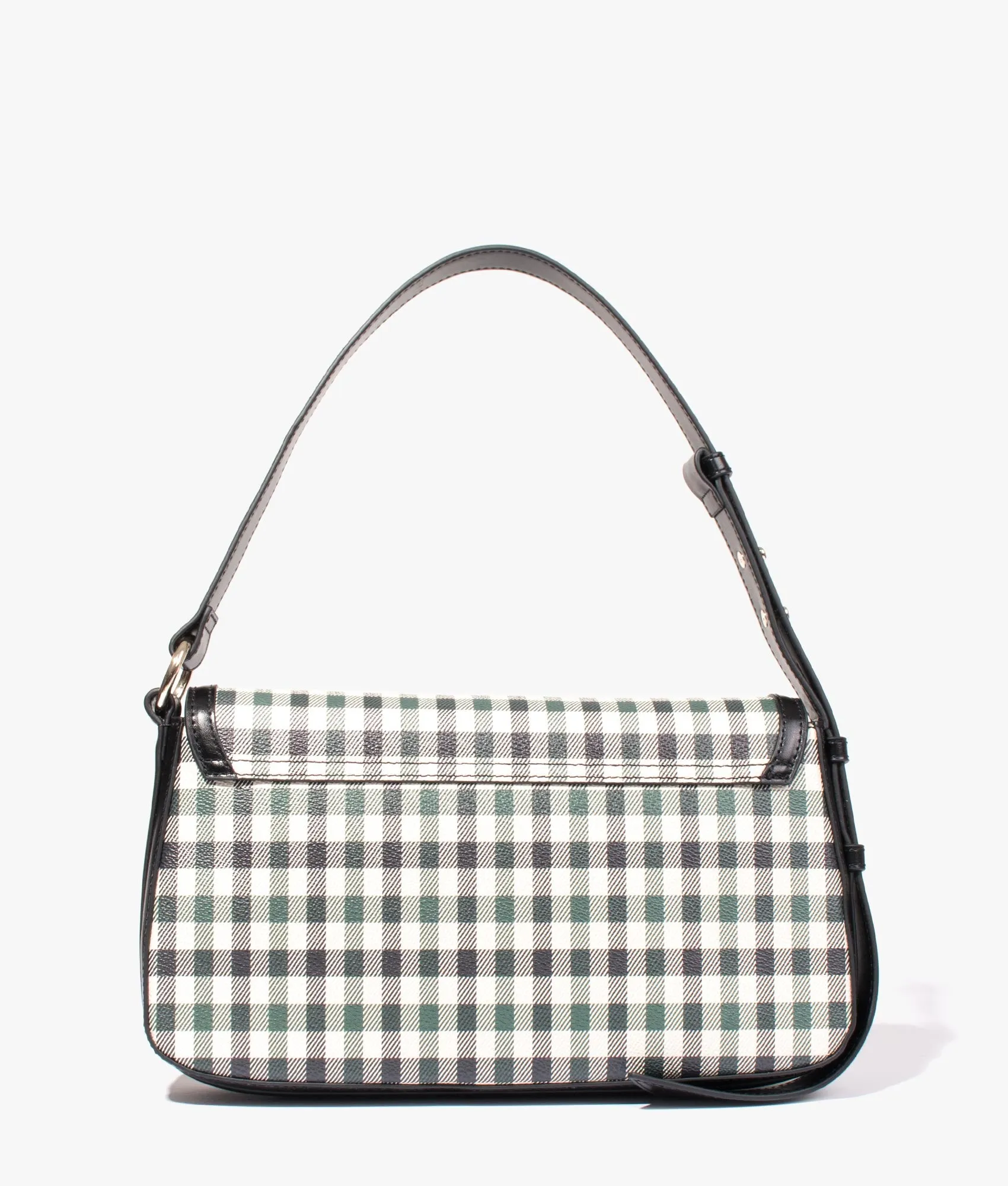 Checksa check baguette shoulder bag in dark blue