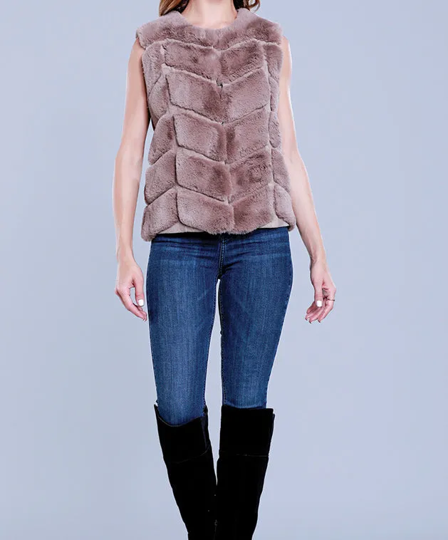 Chevron Faux Fur Vest