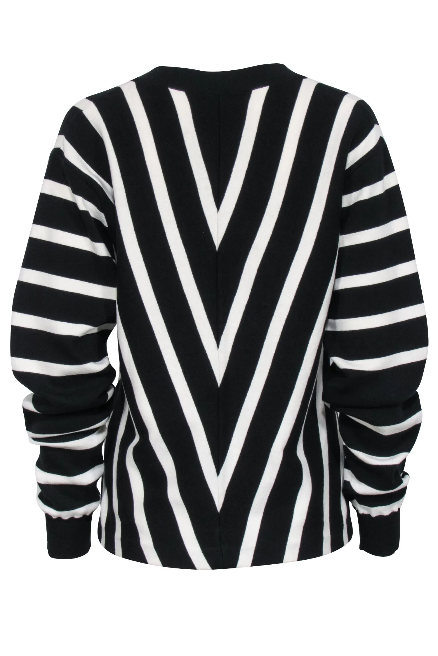 Chloe - Black & White Striped Cotton Sweater Sz L