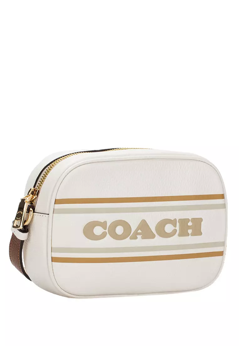 Coach Coach Mini Jamie Camera Bag With Coach Stripe - White