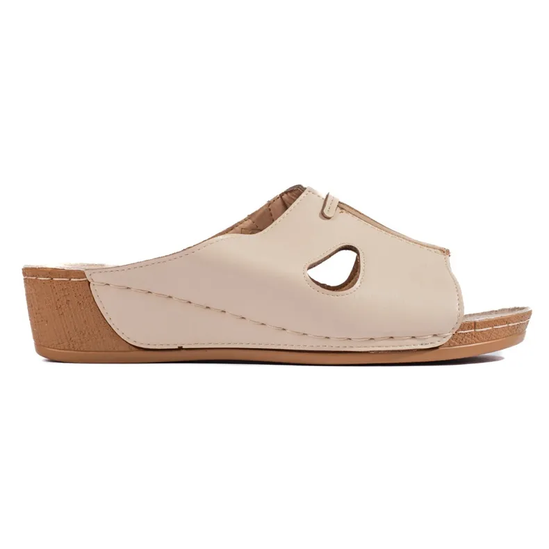 Comfortable women's beige wedge sandals