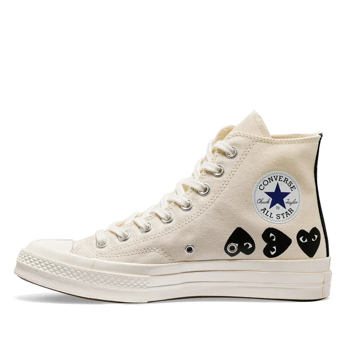 Comme des Garons PLAY Multi Black Heart Chuck Taylor All Star '70 High Sneakers - Beige - AZ-K127-001-2