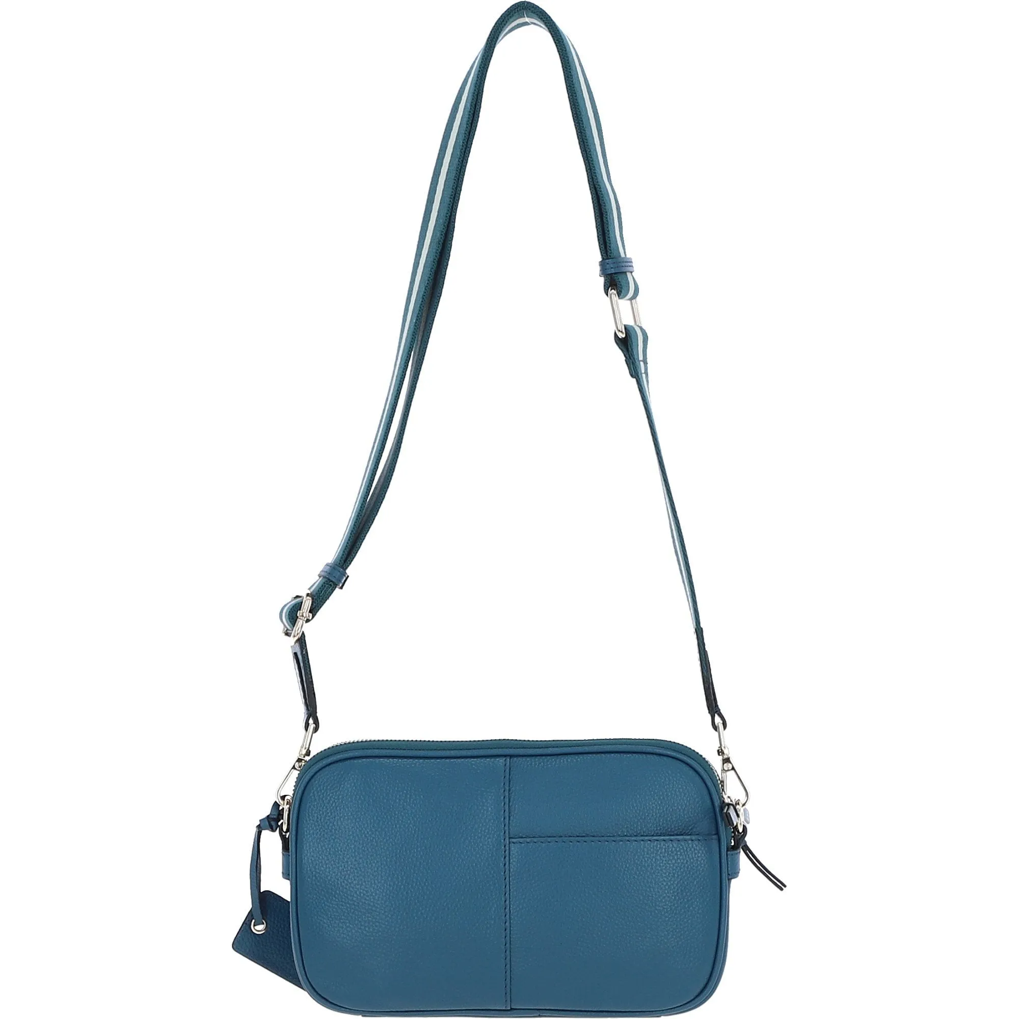 Compact Twin Zip Ashwood Leather Crossbody Bag Teal: X-35