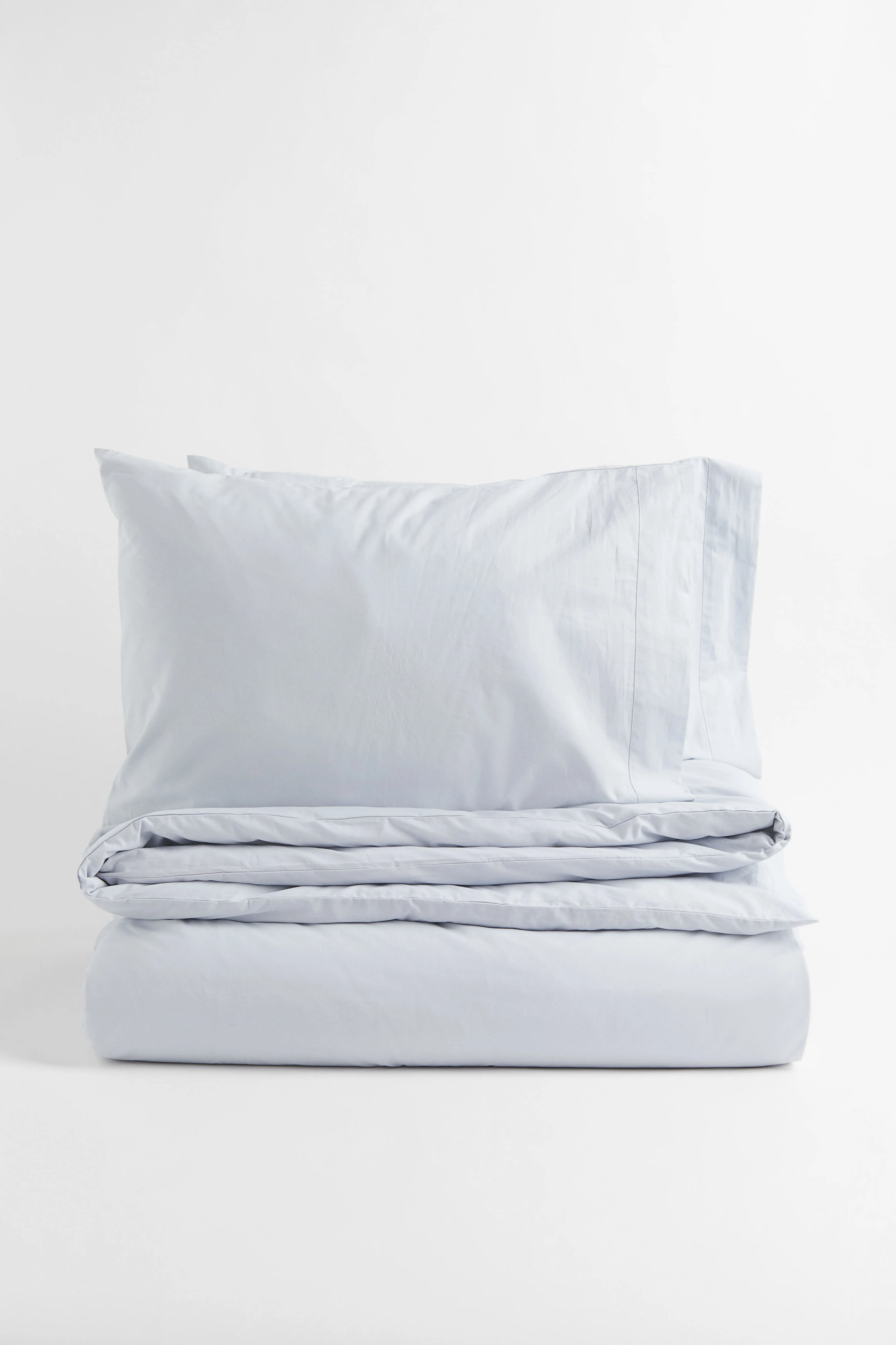 Cotton percale double/king duvet cover set - Light blue - Home All | H&M GB