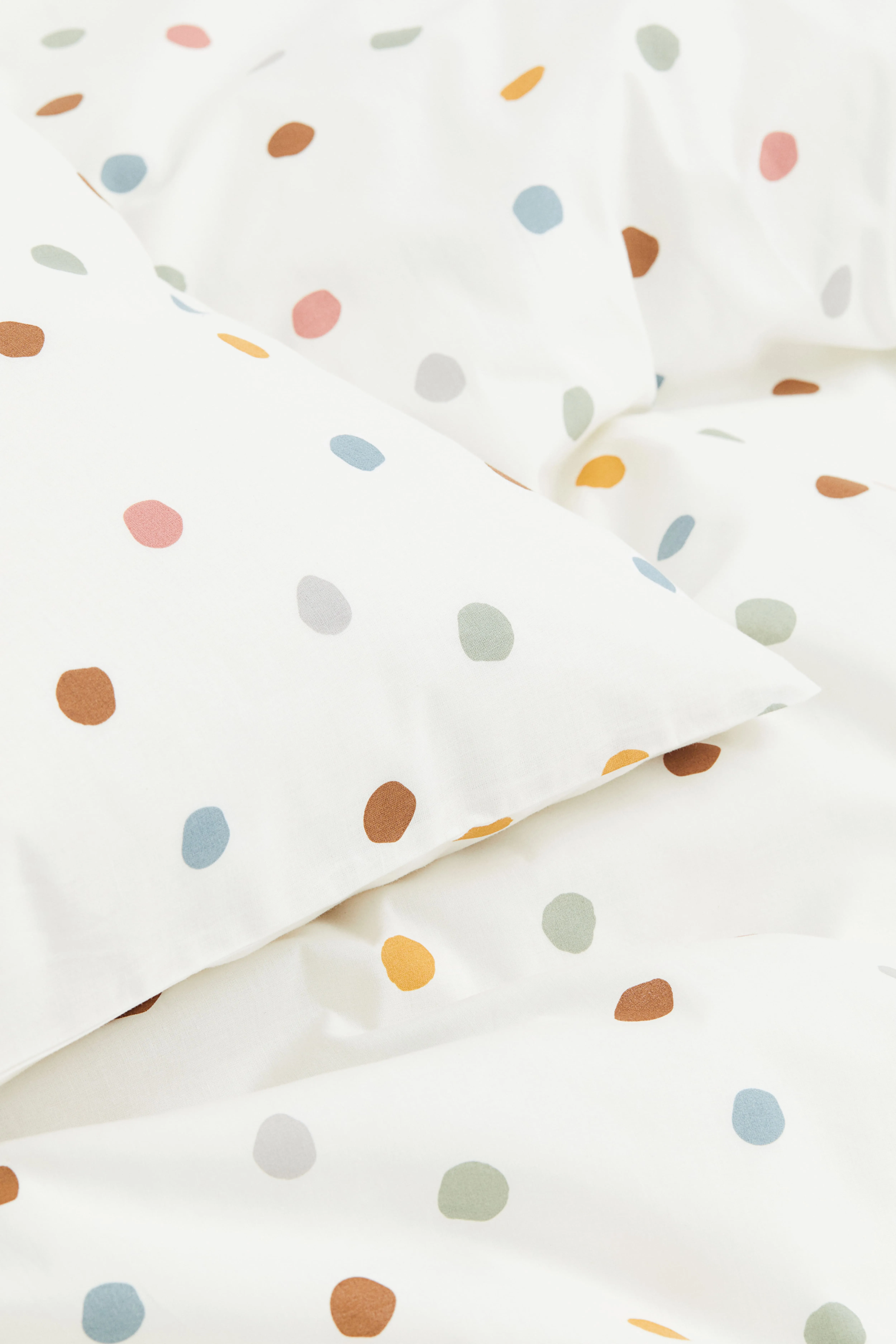 Cotton single duvet cover set - White/Spotted - Home All | H&M GB