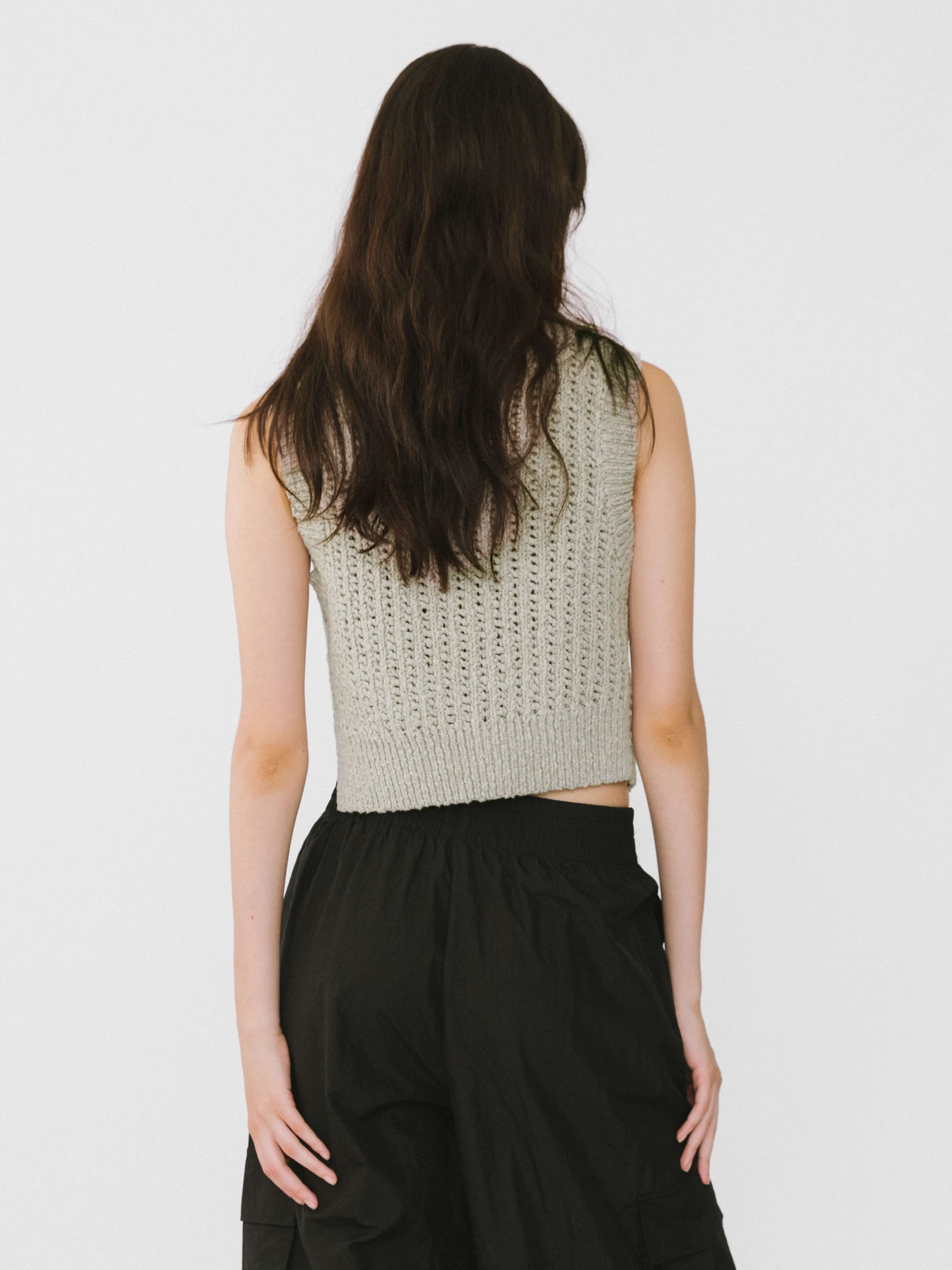 Cropped Asymmetric Knit Vest