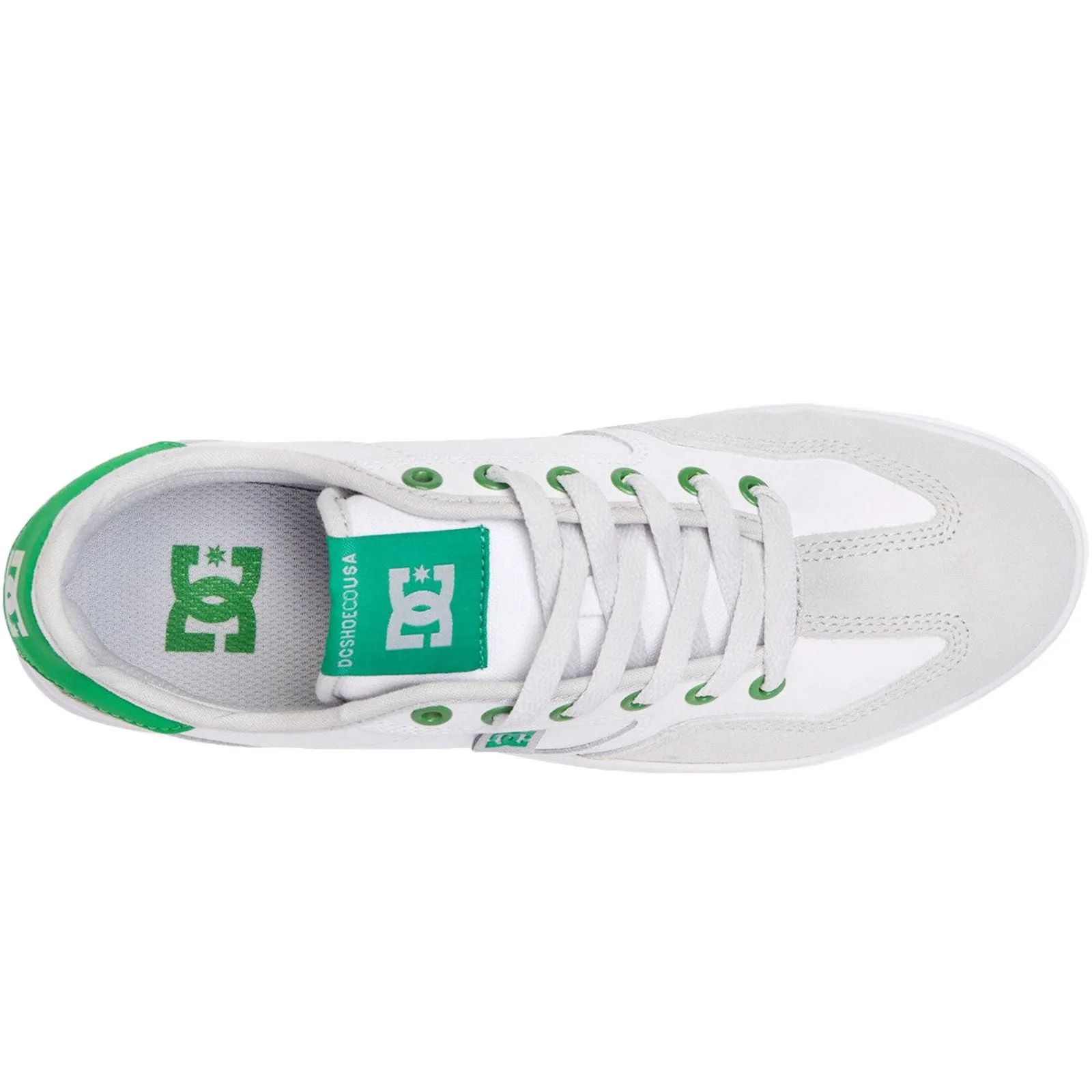 DC Shoes Mens Vestrey Leather Suede Trainers - White/Green