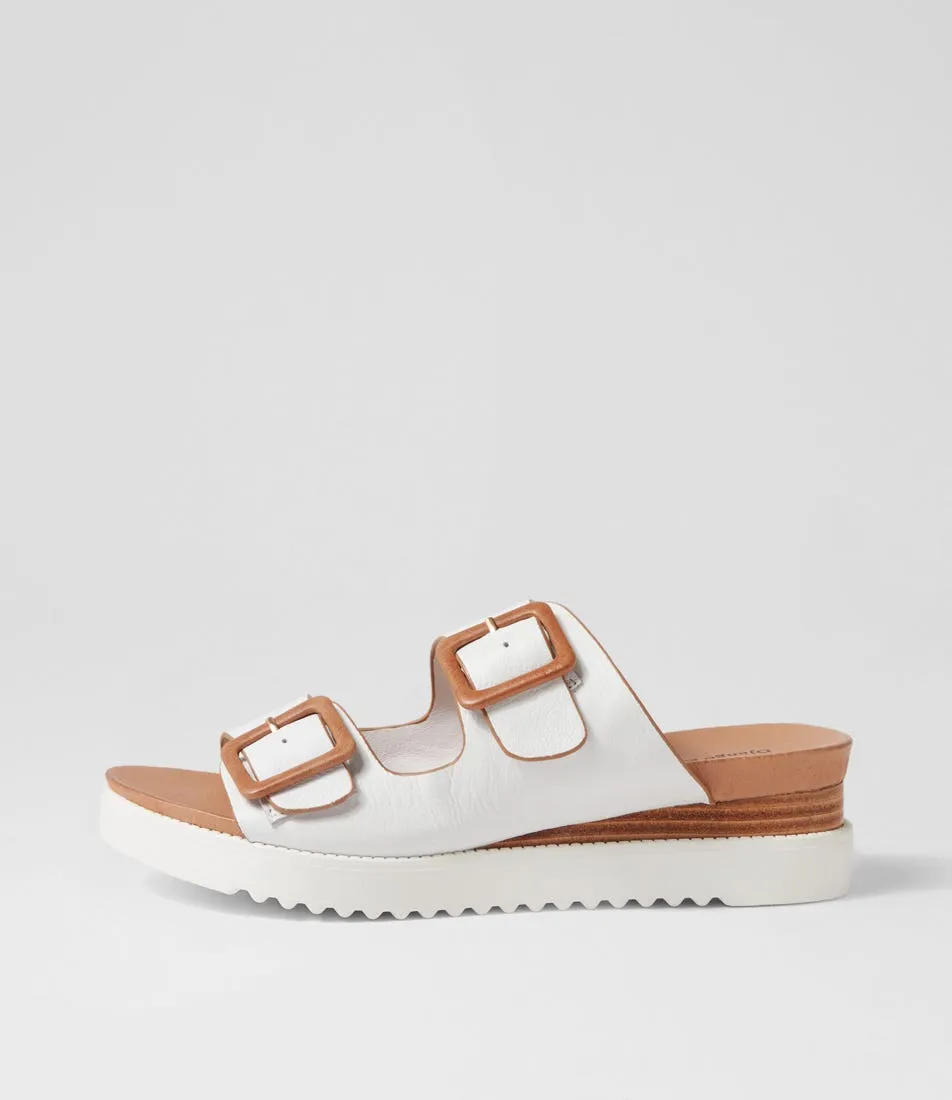 DJANGO & JULIETTE Alphie White Tan Leather Mules